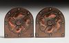 Roycroft Hammered Copper Poppy Bookends c1920s