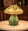 Hampshire Pottery Leaded Glass Lamp c1910