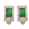 18k Gold Diamond Jade Earrings