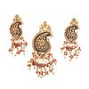 22k Gold Wood Peridot Tourmaline Bead Earrings Pendant Set