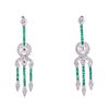 Platinum Diamond Emerald Chandelier Drop Earrings