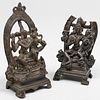 Two Northeast Indian Small Bronze Seated Figures of Shiva and Parvati