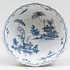 Savona Blue and White Faience Bowl with Chinoiserie Landscape