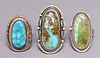 (3) GENT'S SOUTHWEST SILVER & TURQUOISE RINGS