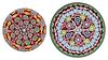 PERTHSHIRE CONCENTRIC MILLEFIORI ART GLASS PAPERWEIGHTS, LOT OF TWO