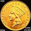1888 $3 Gold Piece CHOICE BU