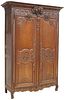 FRENCH PROVINCIAL CARVED OAK WEDDING ARMOIRE