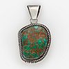 Navajo Turquoise Sterling Pendant (Signed)