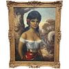 GYPSY GIRL GOLD EARRING OIL PAINTING