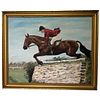 PORTRAIT OF HORSE & RIDER EQUESTRIAN OIL PAINTING