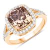 Amazing 3.83 CT Peachy Brown Diamond & Halo Ring