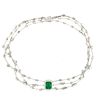 RARE GIA F1 Emerald and Layered Diamond Necklace
