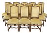 (12) FRENCH LOUIS XIV STYLE UPHOLSTERED DINING CHAIRS