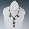 Pretty Native American Sterling Silver & Turquoise Necklace