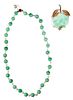 RTO**Jade and Pearl Bead Necklace with Garnet and Diamond Clasp