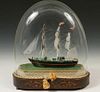 SHIP MODEL UNDER GLASS DOME