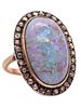 Victorian 1880 Antique Ring In 14Kt Gold With 8.95 Ctw In Opal And Diamonds