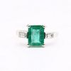 Emerald, Diamonds & Platinum Art Deco Ring