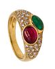 Bvlgari France Doppio Ring In 18Kt Gold With 2.74 Ctw In Diamonds Emerald & Ruby