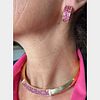 VAN CLEEF & ARPELS 18K Yellow Gold Pink Tourmaline Necklace & Earring Set