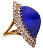 Boucheron Paris 1960 Cocktail Ring In 18Kt Gold With 12.98 Ctw In Diamonds And Lapis