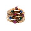 18kt Gold Ring with multicolor Stones and Diamond