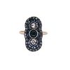 Antique 18k Gold and Platinum Ring with Sapphires and Diamonds