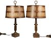 PAIR OF ARTS & CRAFTS TABLE LAMPS WITH MICA SHADES