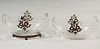 PAIR OF CRYSTAL CANDY DISHES WITH GARNETS