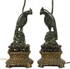PAIR OF CHINESE JADE CARVED BIRDS AS LAMPS