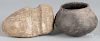 Large granite axe head, 5" x 9 1/2", together with