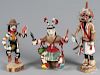 Three Native American carved and painted Kachina f