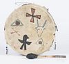 Native American bentwood and painted hide drum, ea
