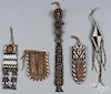 Five Apache Native American beaded leather items