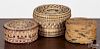 Three small Native American woven covered baskets,