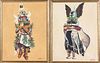Pair of oil on canvas portraits of Hopi dancers in