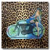 Steve Kaufman (1960-2010) "Biker Gal" Hand Signed and Numbered Limited Edition Hand Pulled silkscreen mixed media on Mixed Media with LOA.