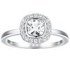Decadence sterling Silver 6mm Cushion Bezel Set Halo engagement Ring Size 6