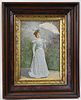 FRAMED PRINT OF A YOUNG VICTORIAN WOMAN WITH PARASOL