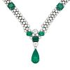 Art Deco GIA Certified Colombian Emerald & Diamond Necklace