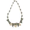 VICTORIAN EMERALD, SEED PEARL & SILVER GRAPEVINE NECKLACE