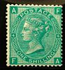 Great Britain 1867 One Schilling Green Stamp.