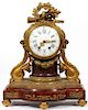FRENCH D'ORE BRONZE & MARBLE MANTLE CLOCK 19TH C.
