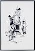 AFTER NORMAN ROCKWELL LITHOGRAPH IN BLACK & WHITE