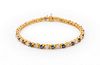 14K Yellow Gold Sapphire Diamond Line Bracelet