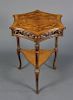 French Walnut Inlaid & Carved Accent Table