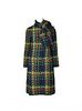James Galanos Graphic Wool Tweed Plaid Pattern Day Dress