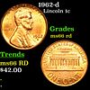 1962-d Lincoln Cent 1c Grades GEM+ Unc RD