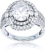 Decadence Sterling SIlver Rhodium 9mm Oval Cut Fancy Engagement Ring Size 6