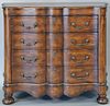 Contemporary serpentine front four drawer chest. ht. 40in., wd. 46in., dp. 22in.